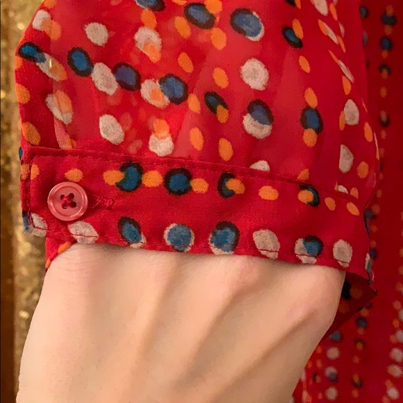 Old Navy Sheer Button Down Polka Dot Blouse Size L - Picture 5 of 6